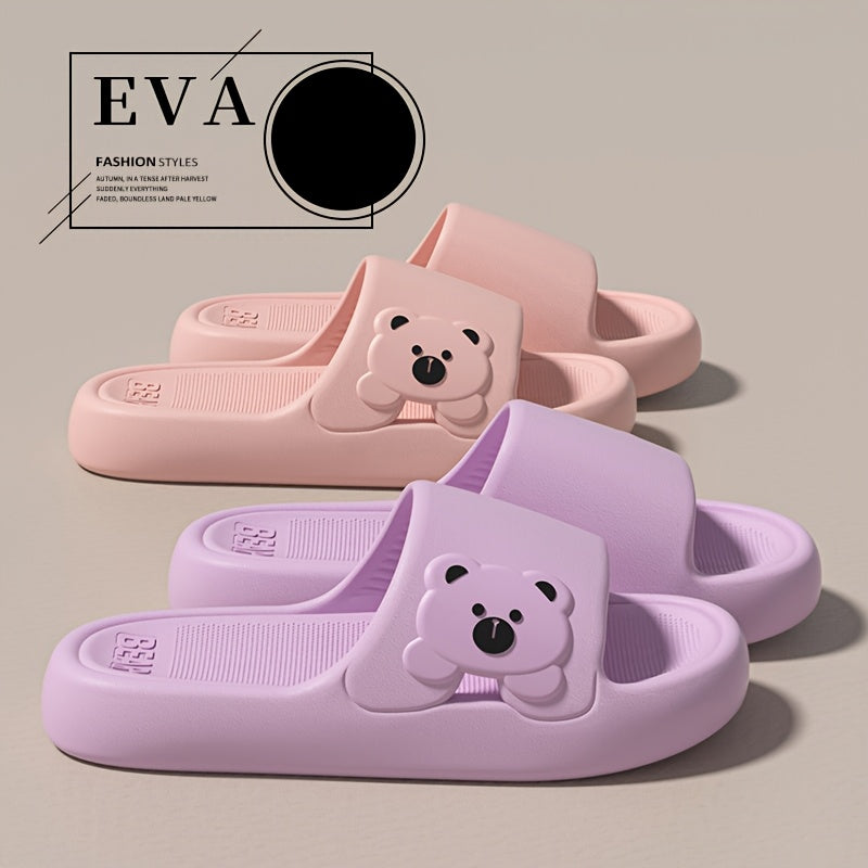 New Summer Couple's Home Slippers for Women, Soft Sole Thick Platform, Wear-Resistant, Non-Slip for Bathroom Showering, Fashionable Outdoor Wear, Wear-Resistant, Cute Cartoon Sandals, Women Shoes