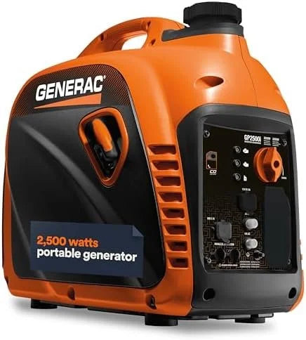 Generac 8251 GP2500i 2,500-Watt Gas Powered Portable Inverter Generator – Compact and Lightweight Design – Produces Clean, Stable Power – COsense Technologys – CARB Compliants – Orange/Black