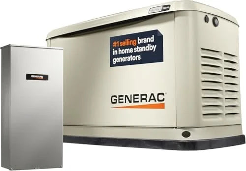 Generac Guardian 22kW Home Standby Generator with 200 Amp Transfer Switch, Durable All Aluminum, WiFi Enabled with G-Force Engine, Easy to Use, Whole House Powers Backups, Smart Outage Solution – Bisque