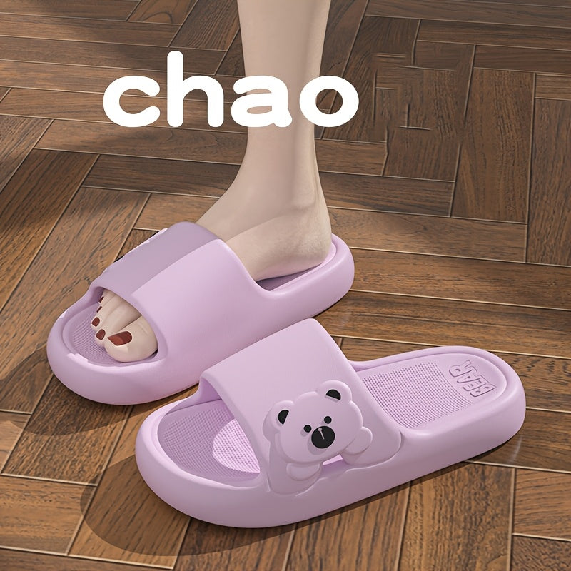 New Summer Couple's Home Slippers for Women, Soft Sole Thick Platform, Wear-Resistant, Non-Slip for Bathroom Showering, Fashionable Outdoor Wear, Wear-Resistant, Cute Cartoon Sandals, Women Shoes
