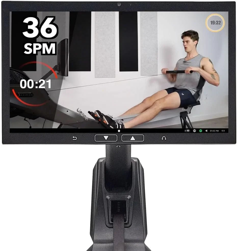 Aviron Strong Series Rower: 22″ HD Touchscreen, Dual Air &amp; Magnetic Resistances up to 100 lbs. Game-Based Workouts, Streaming, Compact Designs