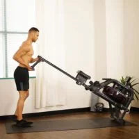 Sunny Health and Fitness Obsidian Surge Water Rowing Machines.