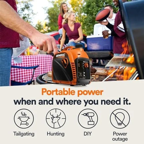 Generac 8251 GP2500i 2,500-Watt Gas Powered Portable Inverter Generator – Compact and Lightweight Design – Produces Clean, Stable Power – COsense Technologys – CARB Compliants – Orange/Black