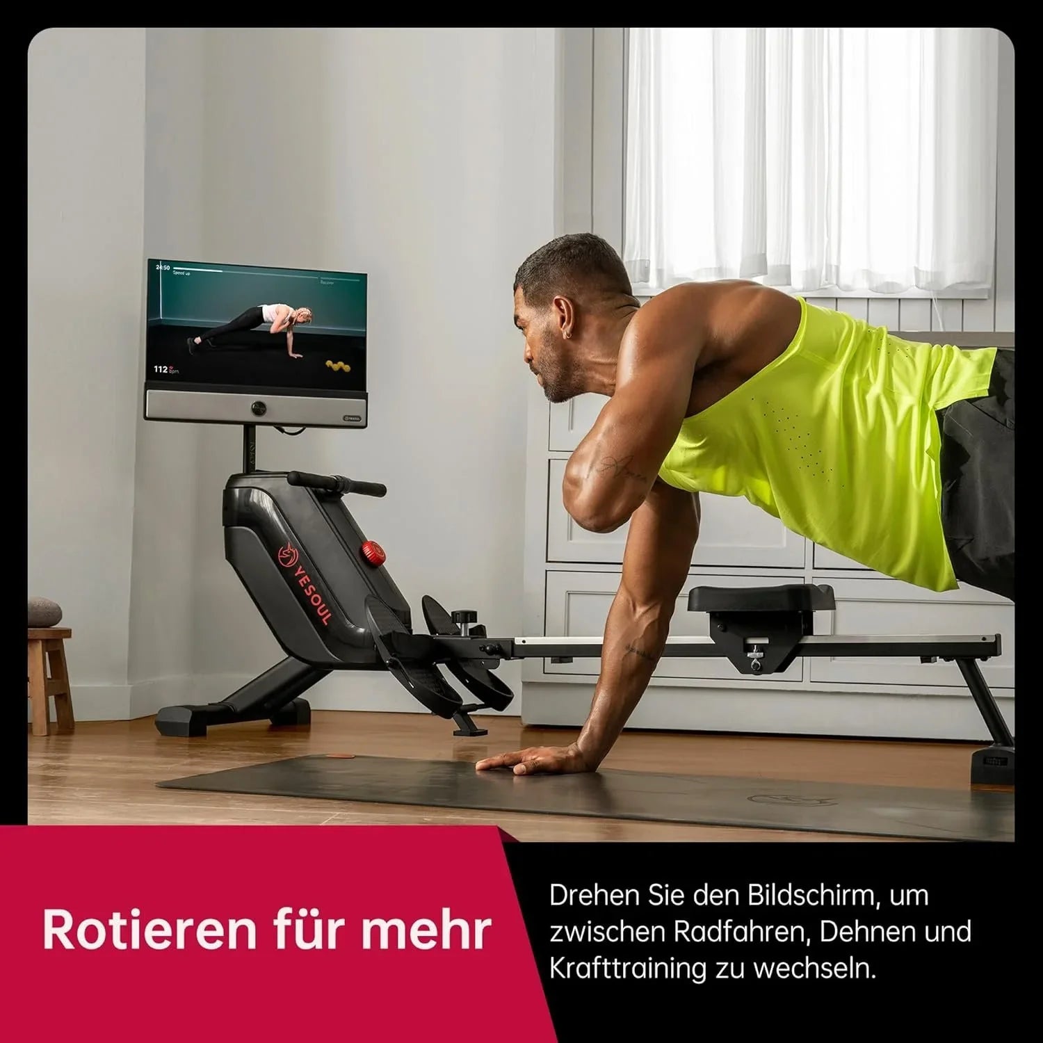 Yesoul Rower R1 Plus 21.5″ HD Screens.