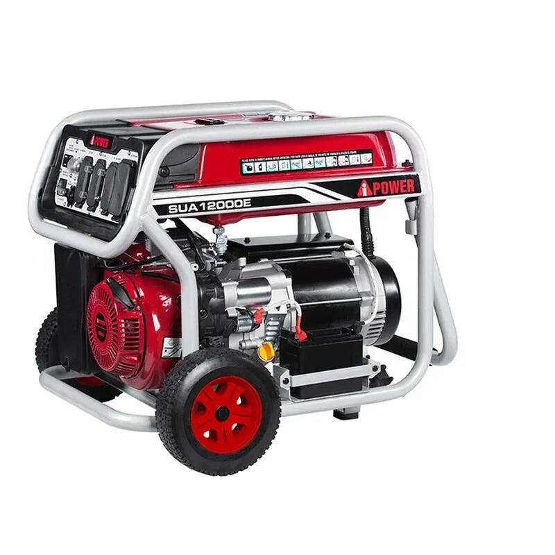 A-iPower 12000 Watt Portable Gas Powered Generator with Electric Start and Wheel Kits.