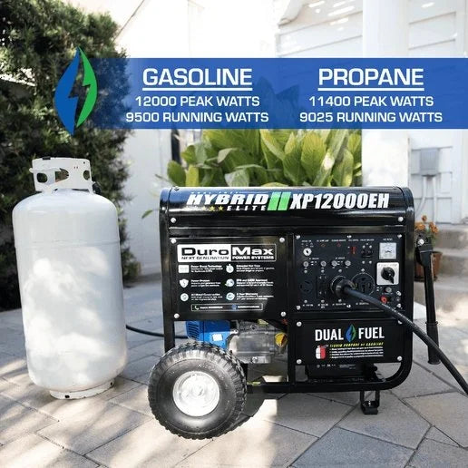 DuroMax DS12000EH 12,000 Watt Dual Fuel Portable Generators.