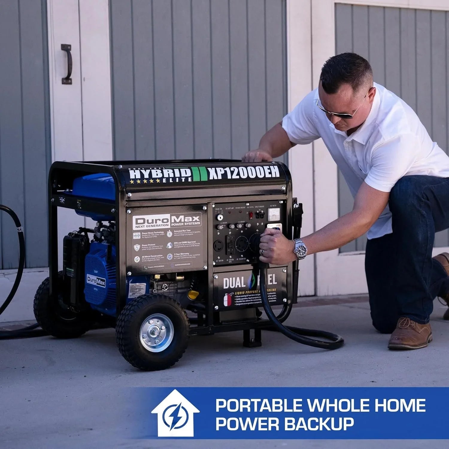 DuroMax XP12000EH 12,000 Watt Dual Fuel Portable Generators.