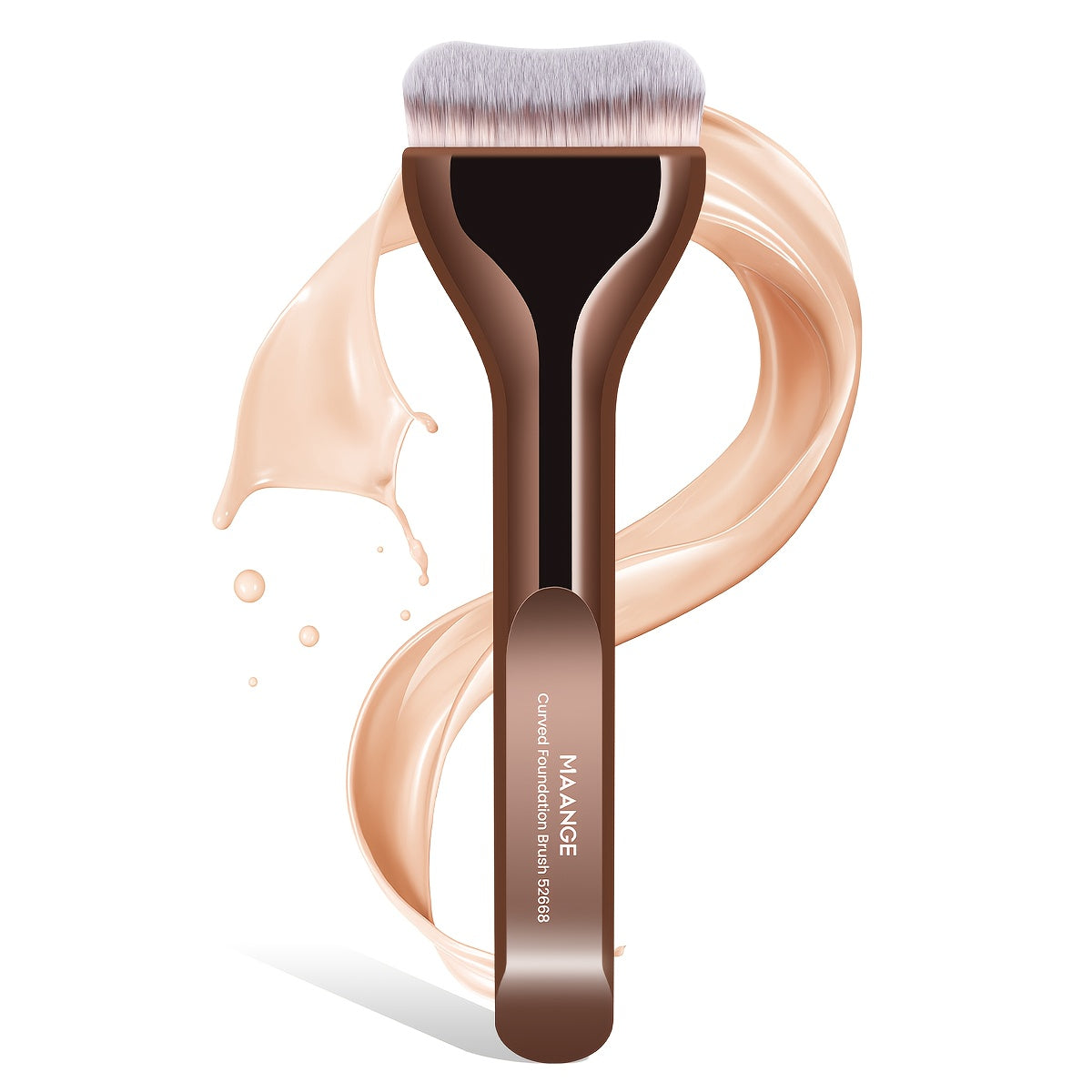 MAANGE Professional Foundation Brush - Soft Nylon Bristles, Elegant Brown Handle, for BB Cream, Liquid Foundation, Powder - Travel-Friendly Makeup Brush for Flawless Application - Ideal for Home, Salon, or Gift for Women - MAANGE Beauty Tools, Kabuki Make