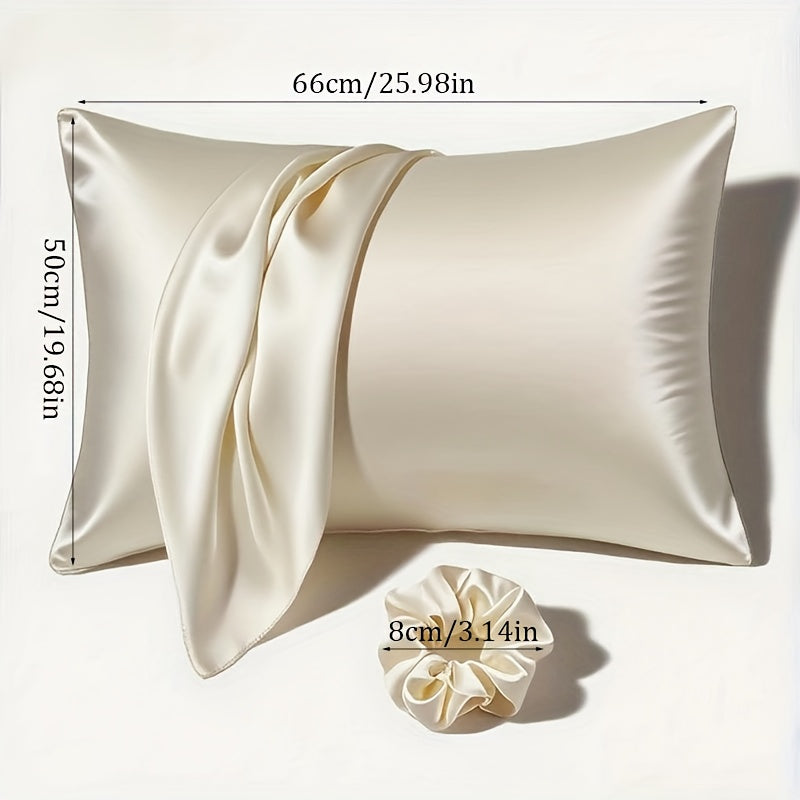 1 Satin Envelope Pillowcase + 1 Scrunchie | Elevate Home Decor, Perfect for Beauty Salons & Single-User Bedding, Polyester, Hand Wash Only
