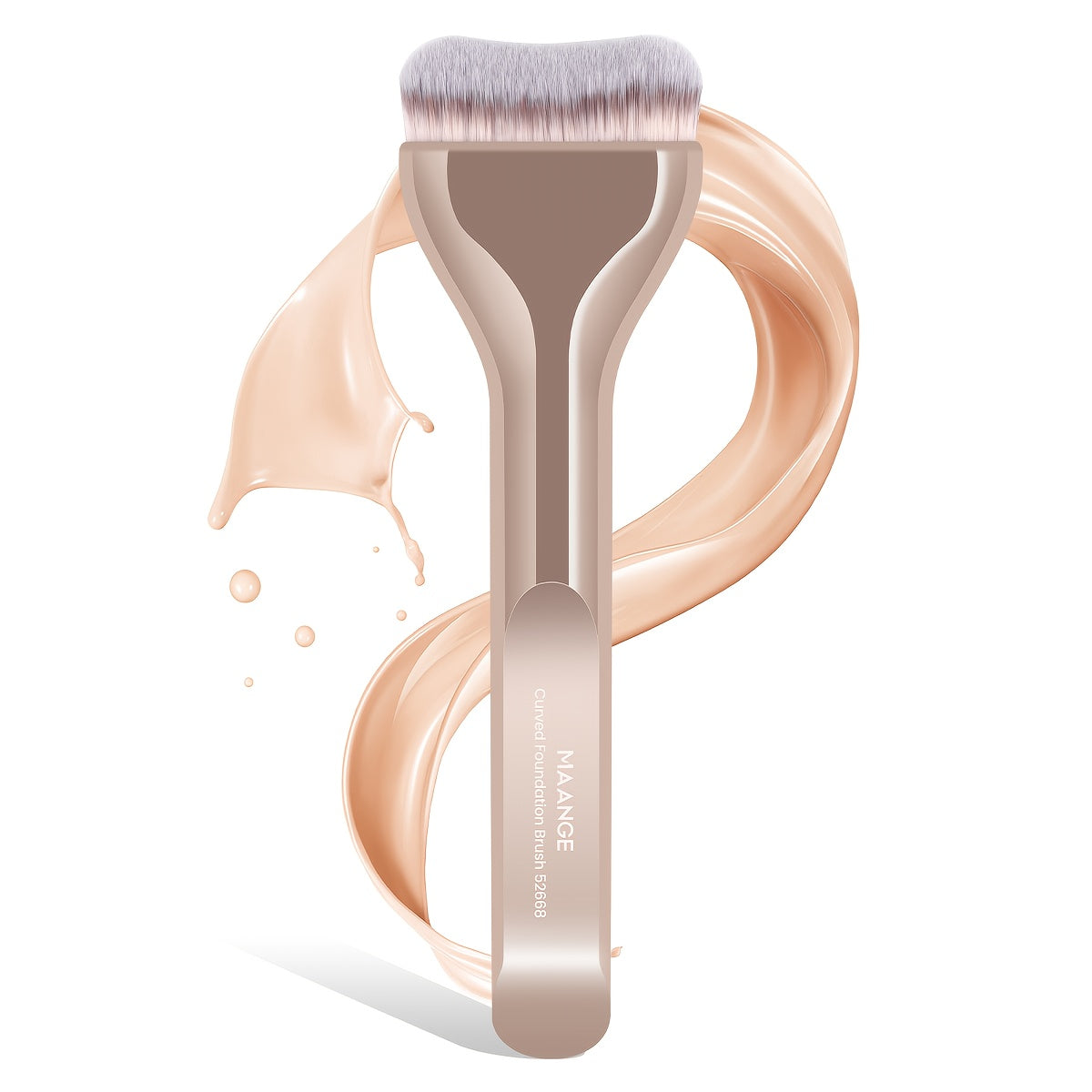 MAANGE Professional Foundation Brush - Soft Nylon Bristles, Elegant Brown Handle, for BB Cream, Liquid Foundation, Powder - Travel-Friendly Makeup Brush for Flawless Application - Ideal for Home, Salon, or Gift for Women - MAANGE Beauty Tools, Kabuki Make
