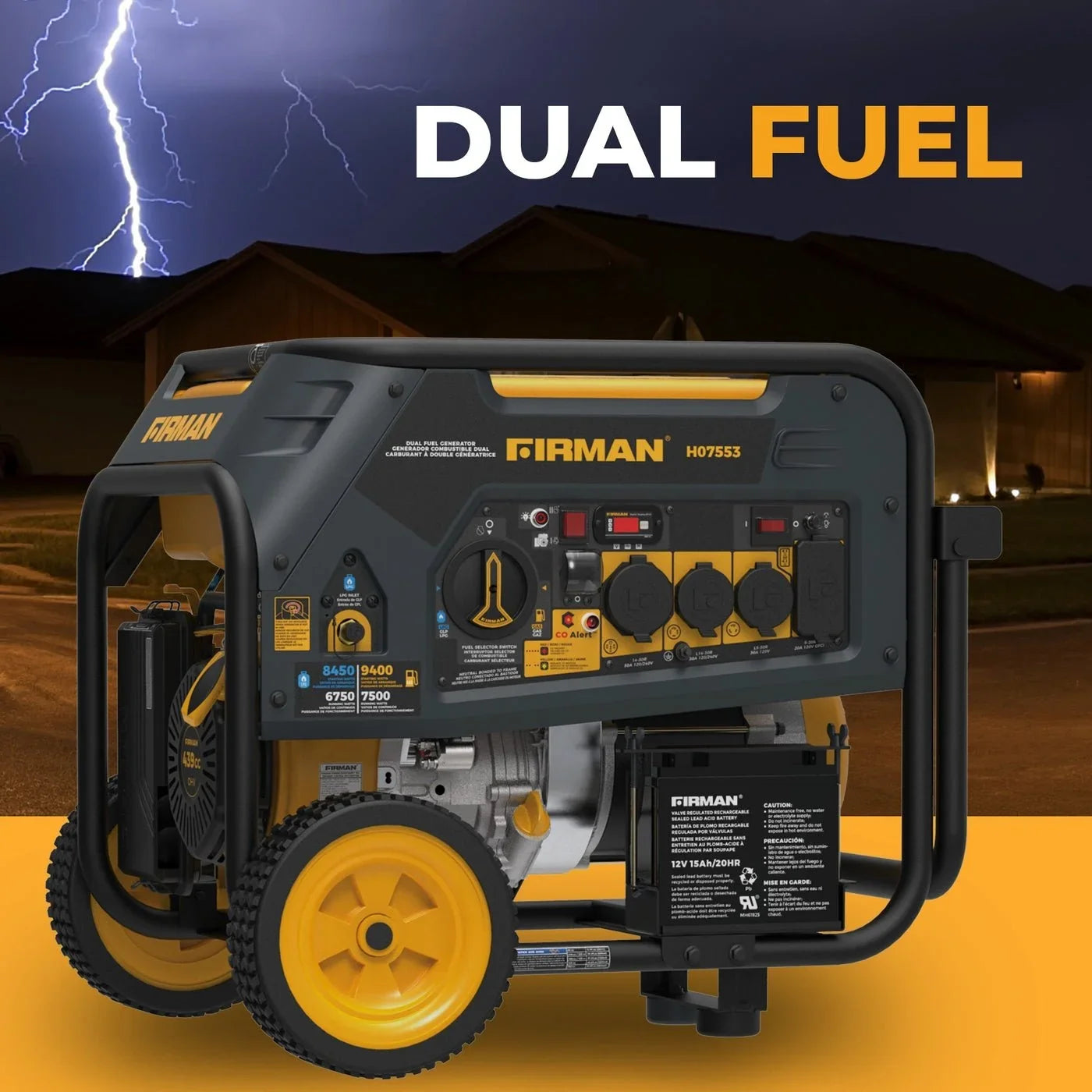 Firman H07553 7500/9400W Dual Fuel Generators.
