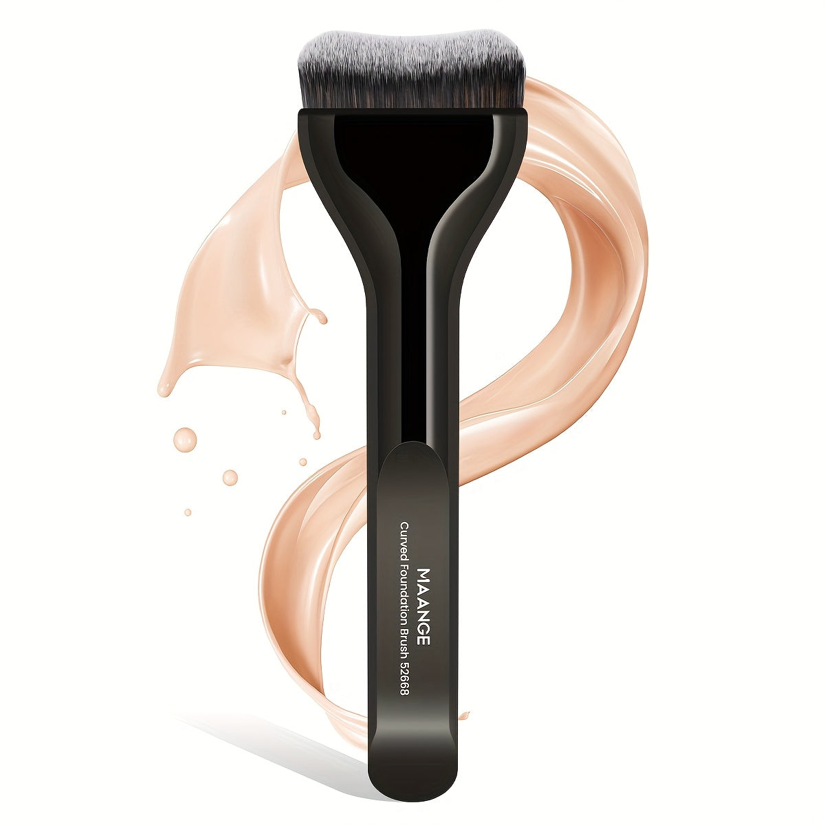 MAANGE Professional Foundation Brush - Soft Nylon Bristles, Elegant Brown Handle, for BB Cream, Liquid Foundation, Powder - Travel-Friendly Makeup Brush for Flawless Application - Ideal for Home, Salon, or Gift for Women - MAANGE Beauty Tools, Kabuki Make