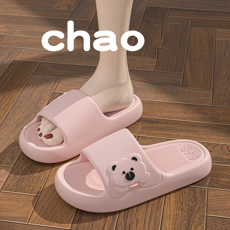 New Summer Couple's Home Slippers for Women, Soft Sole Thick Platform, Wear-Resistant, Non-Slip for Bathroom Showering, Fashionable Outdoor Wear, Wear-Resistant, Cute Cartoon Sandals, Women Shoes