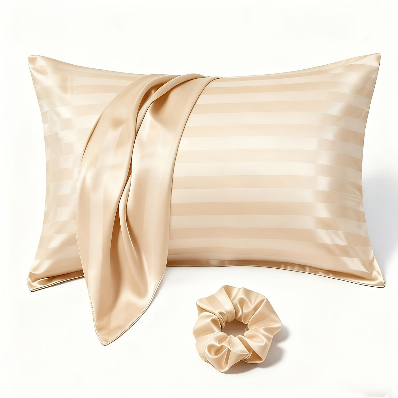 1 Satin Envelope Pillowcase + 1 Scrunchie | Elevate Home Decor, Perfect for Beauty Salons & Single-User Bedding, Polyester, Hand Wash Only