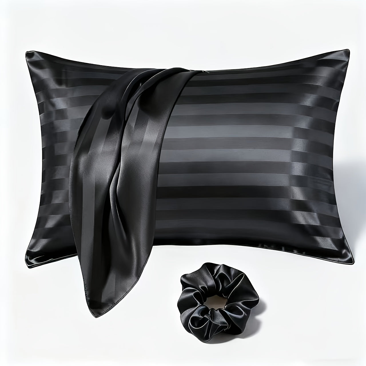 1 Satin Envelope Pillowcase + 1 Scrunchie | Elevate Home Decor, Perfect for Beauty Salons & Single-User Bedding, Polyester, Hand Wash Only