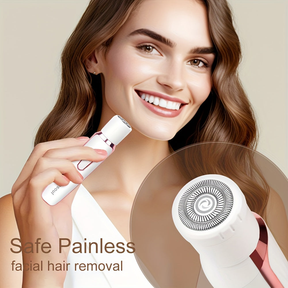 Cosoul 4-in-1 Electric Hair Remover for Women - Portable Manual & Voluminous Hair Removal, USB Rechargeable Battery, Face, Arms, Legs, Body - Painless & Portable Hair Removal Tool, Hair Remover Electric, Facial Hair Removal, Sleek Design, Versatile Hair T