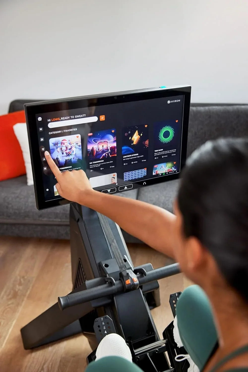 Aviron Strong Series Rower: 22″ HD Touchscreen, Dual Air &amp; Magnetic Resistances up to 100 lbs. Game-Based Workouts, Streaming, Compact Designs