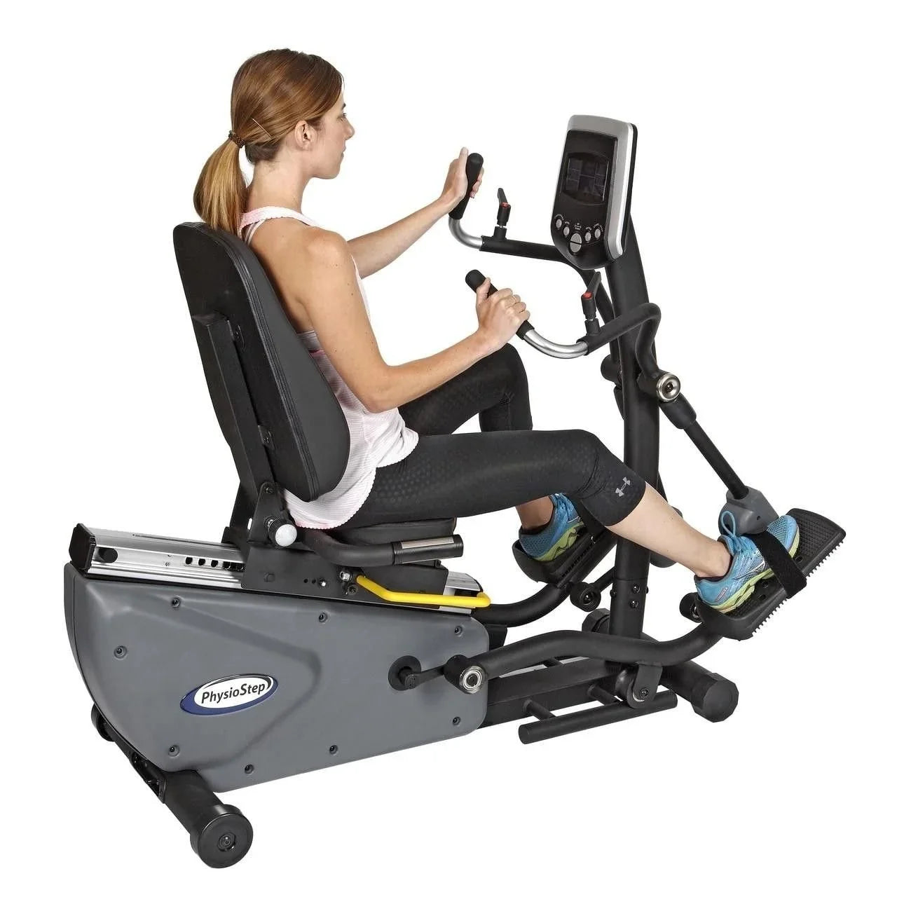 PhysioStep HXT Compact Recumbent Elliptical Cross Trainer with Fixed Seats.