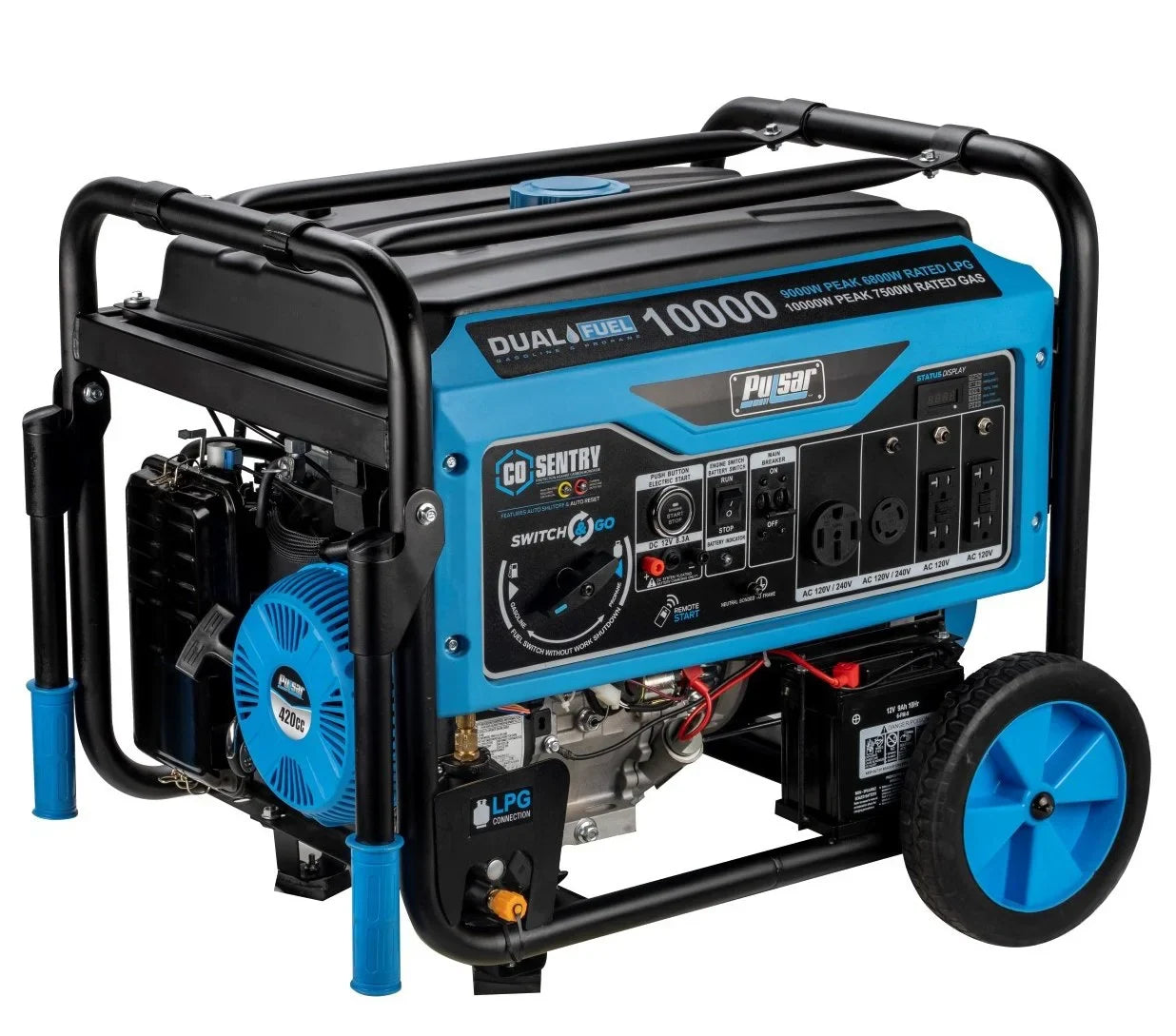Pulsar 10,000 Watt Dual Fuels Portables Generator PG10000BRCO