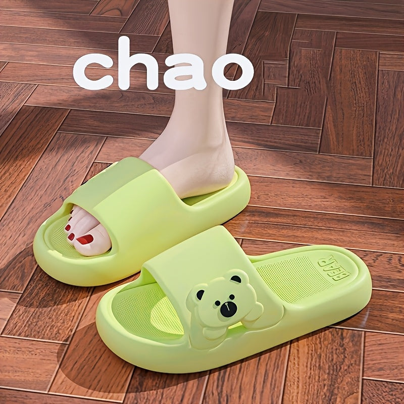 New Summer Couple's Home Slippers for Women, Soft Sole Thick Platform, Wear-Resistant, Non-Slip for Bathroom Showering, Fashionable Outdoor Wear, Wear-Resistant, Cute Cartoon Sandals, Women Shoes