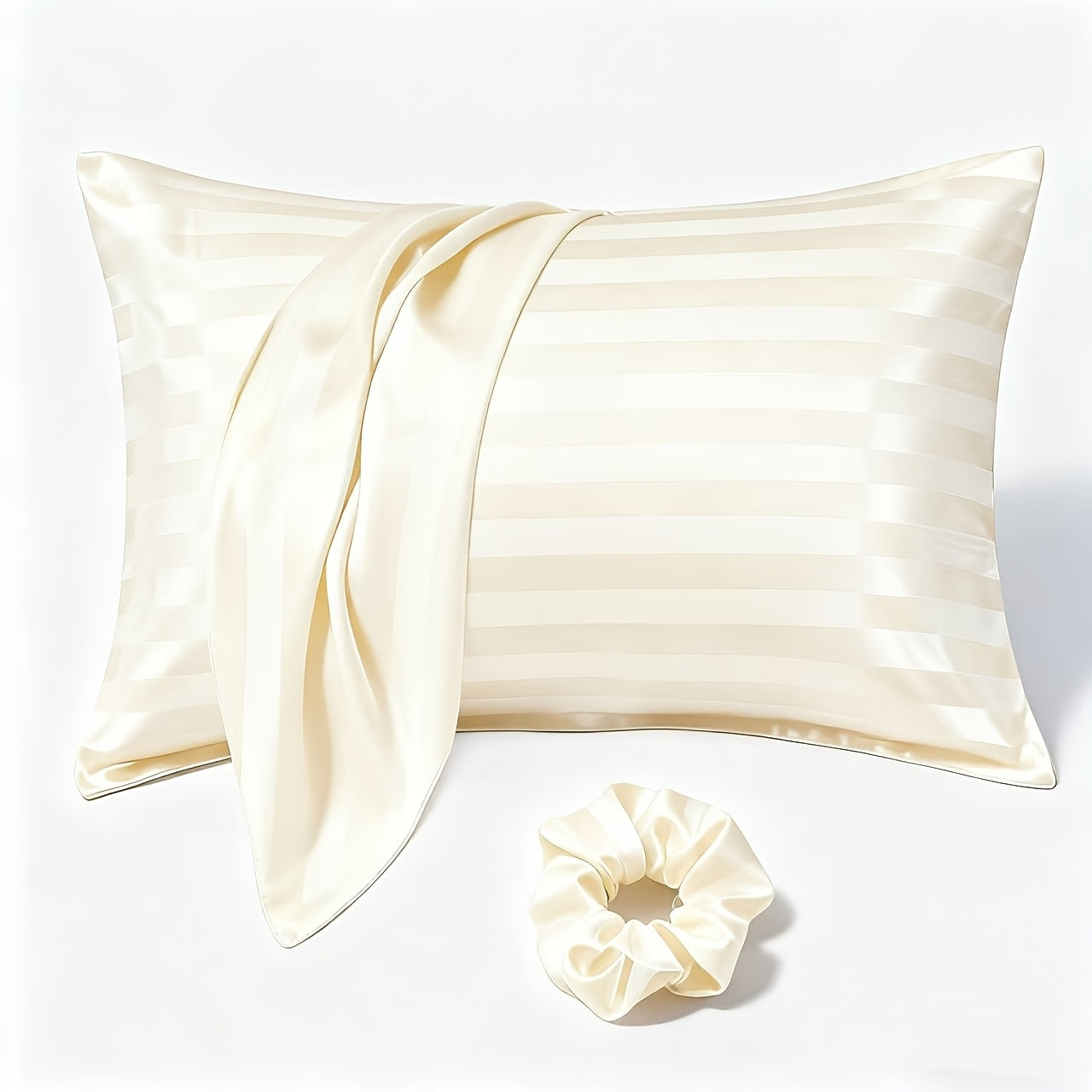 1 Satin Envelope Pillowcase + 1 Scrunchie | Elevate Home Decor, Perfect for Beauty Salons & Single-User Bedding, Polyester, Hand Wash Only