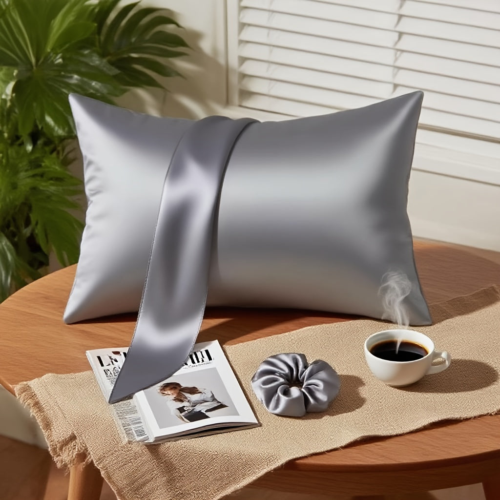 1 Satin Envelope Pillowcase + 1 Scrunchie | Elevate Home Decor, Perfect for Beauty Salons & Single-User Bedding, Polyester, Hand Wash Only