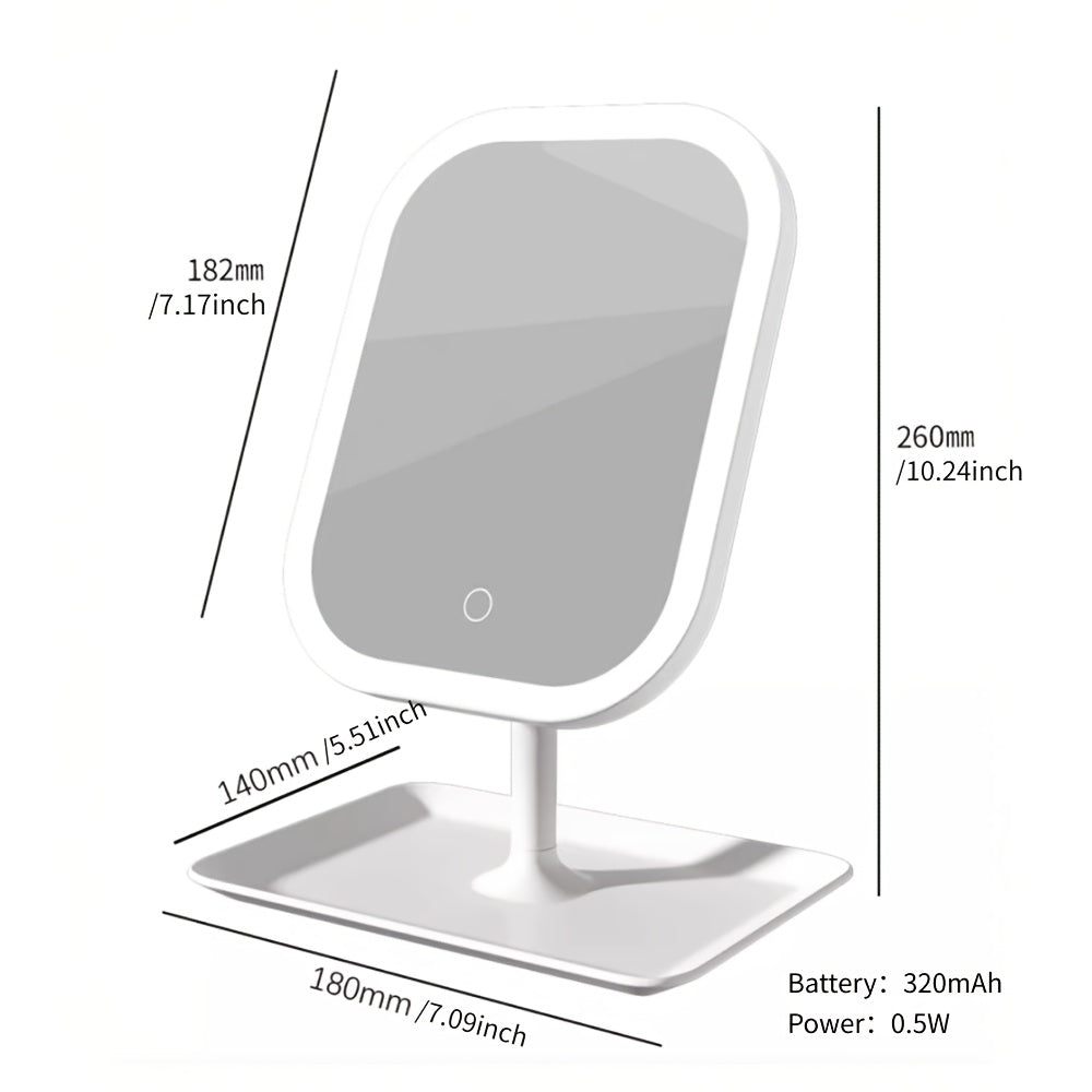 LED Makeup Mirror, Rechargeable Desktop Vanity Mirror with Lights, 3 Light Modes, Touch Control, Adjustable Brightness, Portable Lighted Beauty Mirror, Travel Vanity Cosmetic Mirror with Lights