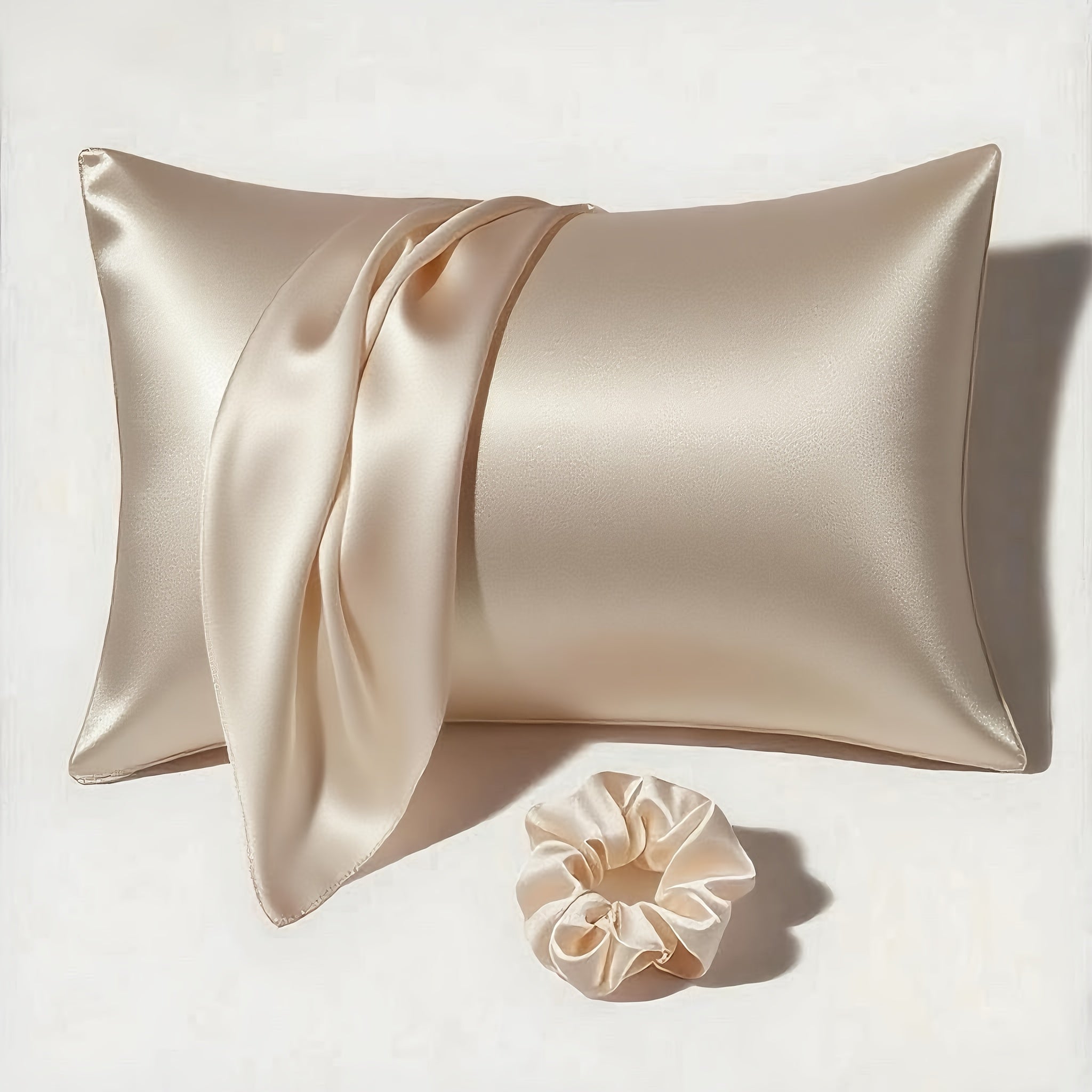 1 Satin Envelope Pillowcase + 1 Scrunchie | Elevate Home Decor, Perfect for Beauty Salons & Single-User Bedding, Polyester, Hand Wash Only