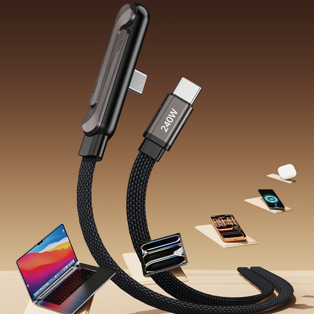 Invisible Charging Cable with Bracket, Type-C to Type-C, 240W PD Fast Charging Cable, 360-Degree Rotatable Adjustable Metal Bracket, Fully Compatible with Mobile Phone Charging Cables