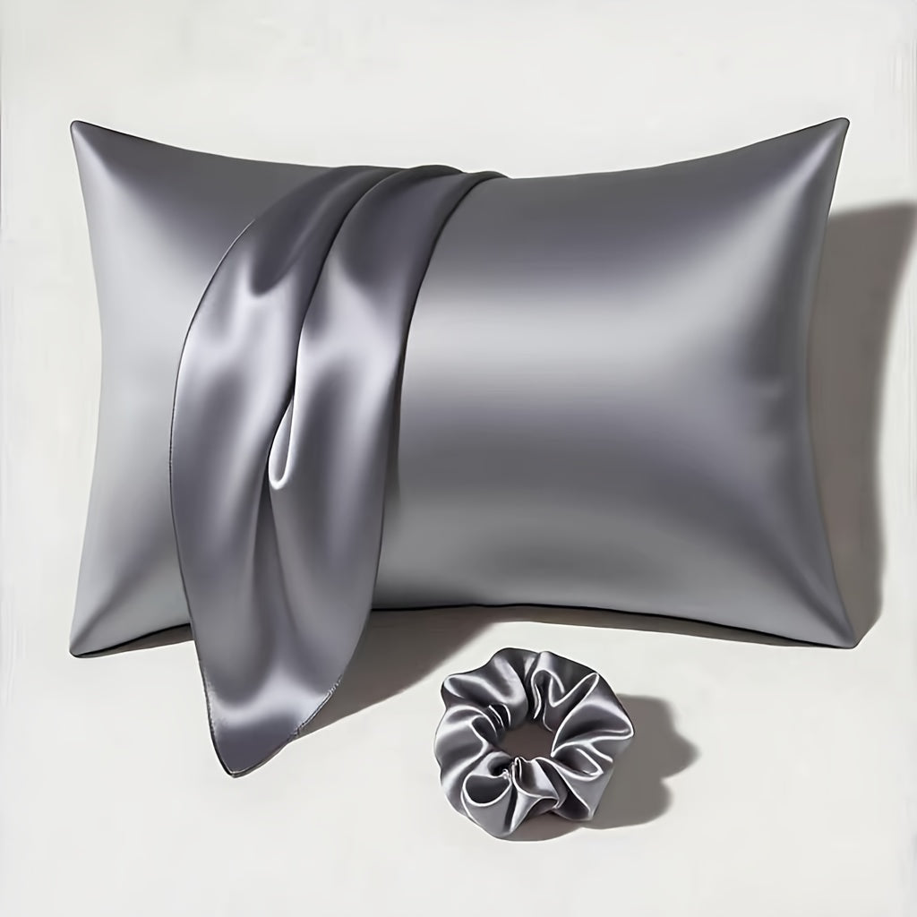 1 Satin Envelope Pillowcase + 1 Scrunchie | Elevate Home Decor, Perfect for Beauty Salons & Single-User Bedding, Polyester, Hand Wash Only