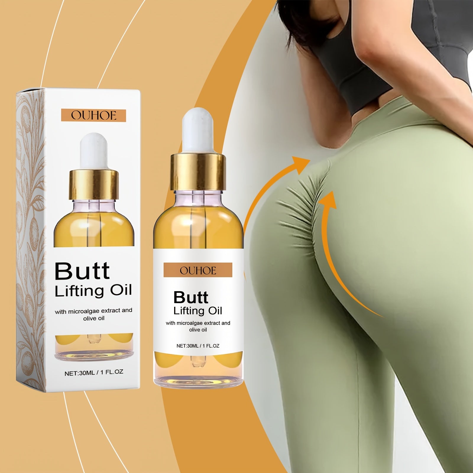 30ML/BOX, OUHOE Vitamin E Butt Care Oil, Containing Jojoba Oil, Butt Care Nourishing Skin, Firming Elastic Moisturizing Body Lifting Skin