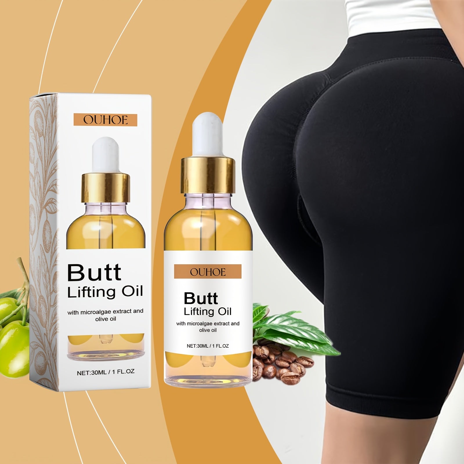 30ML/BOX, OUHOE Vitamin E Butt Care Oil, Containing Jojoba Oil, Butt Care Nourishing Skin, Firming Elastic Moisturizing Body Lifting Skin