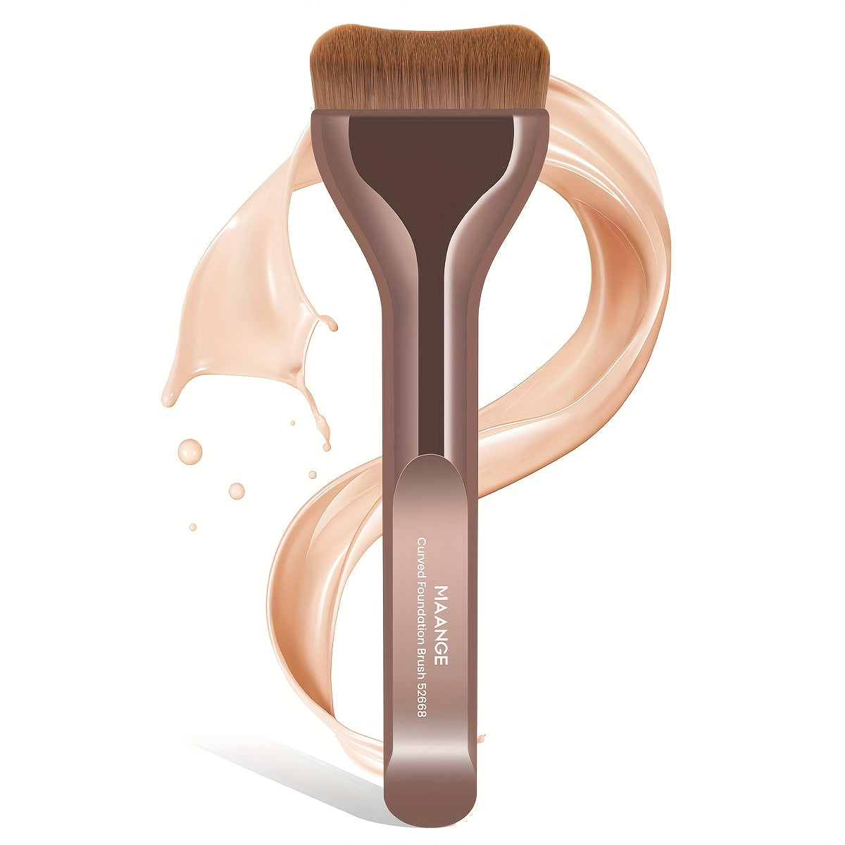MAANGE Professional Foundation Brush - Soft Nylon Bristles, Elegant Brown Handle, for BB Cream, Liquid Foundation, Powder - Travel-Friendly Makeup Brush for Flawless Application - Ideal for Home, Salon, or Gift for Women - MAANGE Beauty Tools, Kabuki Make