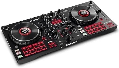 Numark Mixtrack Platinum FX Serato DJ Controllers with Jog Wheel Displays, 4 Decks, Mixers, Effects Paddles and (Audio Interface)