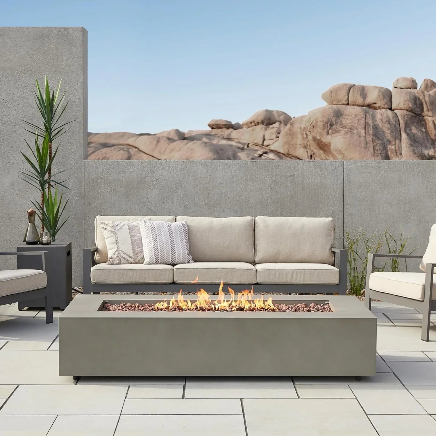 Real Flame Aegean 70″ Rectangles Propane Fire Tables