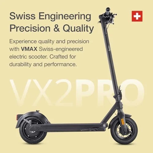Electric Scooter – VX2 PRO Swiss Engineered Electric Scooters for Adults – 1300W Peak Power 22, 28, 37-Mile Ranges, IPX6 Water Resistant Fast Electrics Scooter – 24 Months Supports