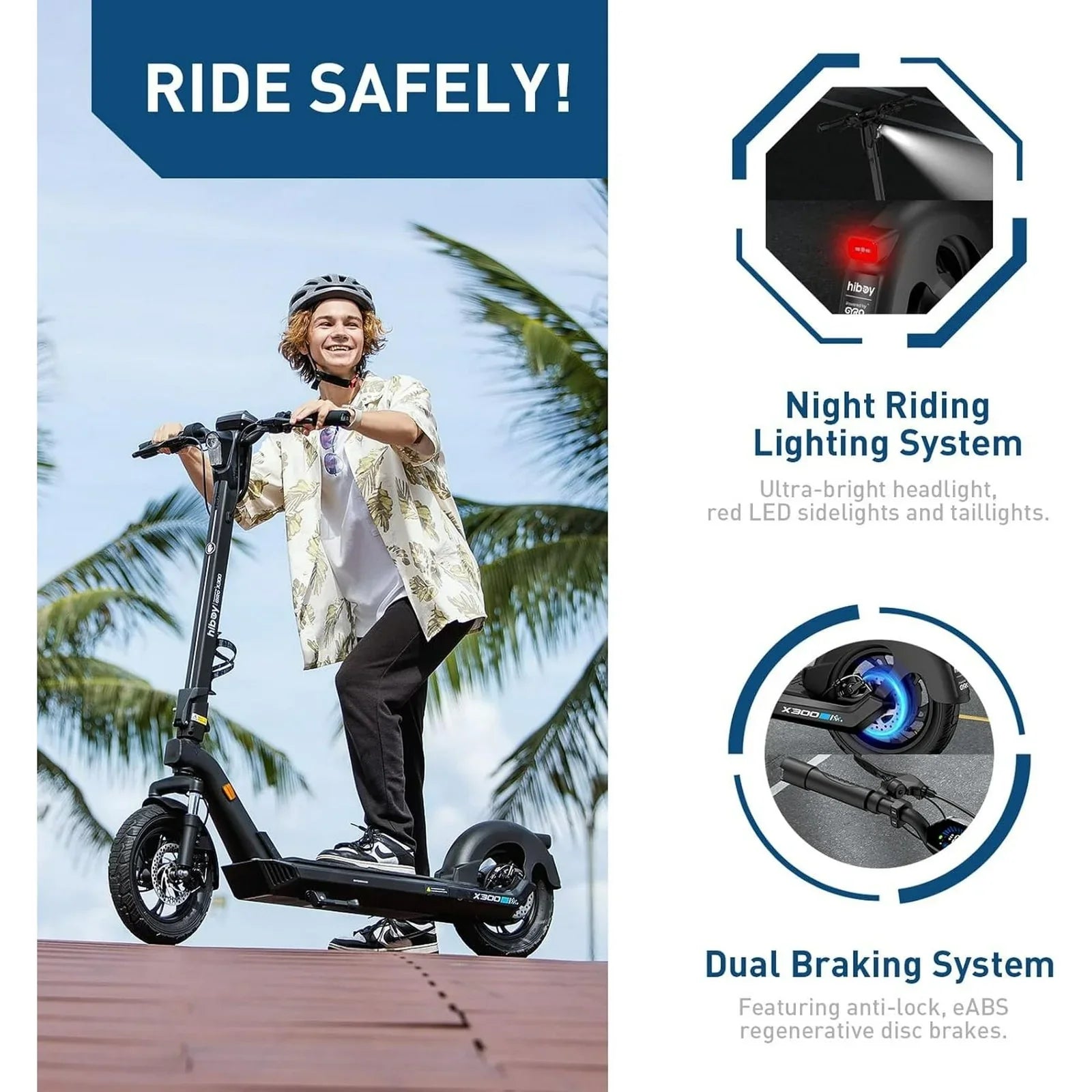 Hiboy X300 Electric Scooter, 700W Peak Motor, 12″ Pneumatic Tires, 23 Mph &amp; 38 Miles Range, Foldings Commuter Electrics Scooter for Adults