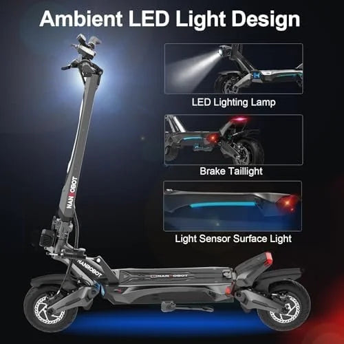 NANROBOT Electric Scooter Adults 50mph Dual Motor Electric Scooter with Suspension 80Miles Range Fast Sports Escooters Folding 10″ Off Road Tires 330LBS Max Loads Complies with UL2272 Certification