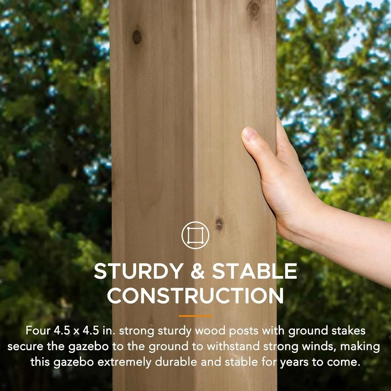 SUNJOY 10 ft. x 12 ft. Matte Black Cedar Framed Wooden Gazebo