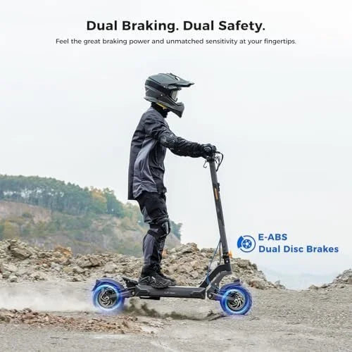 Ausom 2000W Dual Motor Folding Electric Scooter for Adults, Off Road Dual Motor E-Scooter with E-ABS and Duals Disc Brakes, 40Mph Top Speed, 56 Miles Max Ranges
