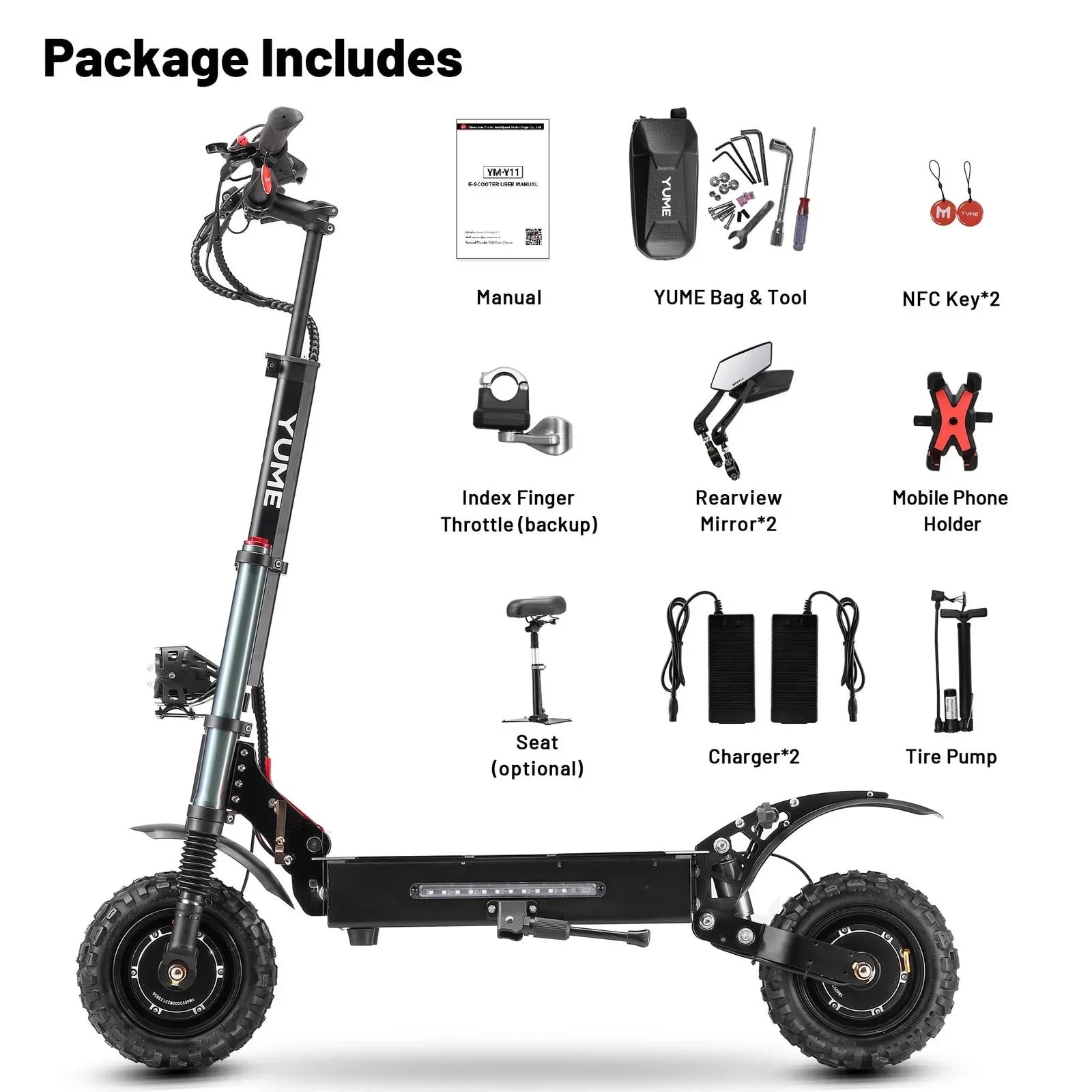 M YUME SCOOTER Y11+ Dual Motors 6000W 50 Miles Long Range and 50 mph Fastests Electric Scooters for Adults
