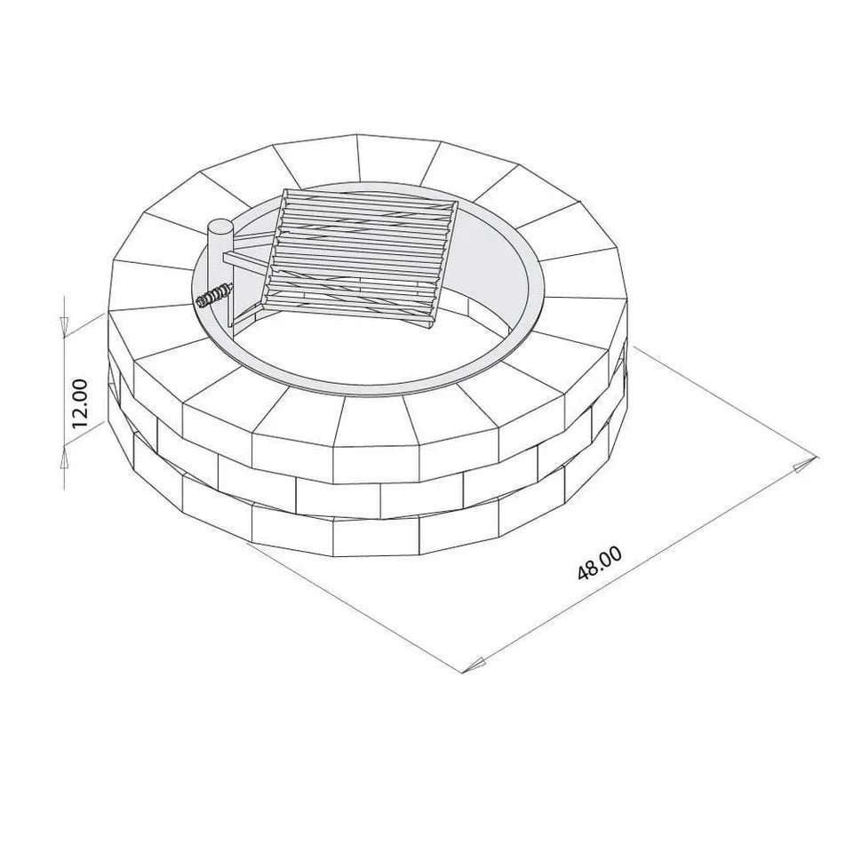 Necessories Wood Burning Fire Pit Kit 48″ w/ Cooking Grate, Concretes in Santa Fes