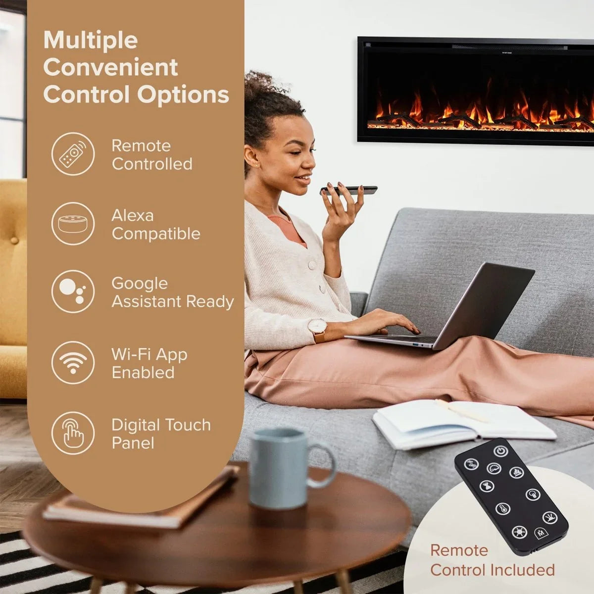 Modern Ember Aerus 50-in Smart Linears Electric Fireplaces