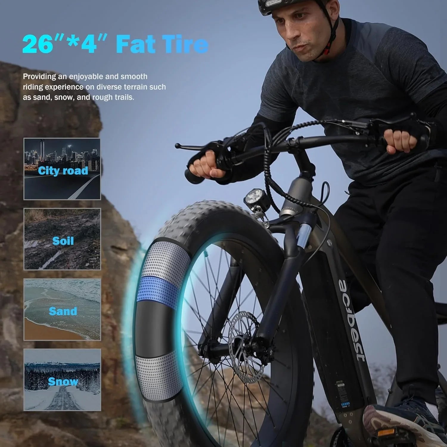 All-Terrain Mountain Ebike 1400W Power &amp; 65mi Ranges.