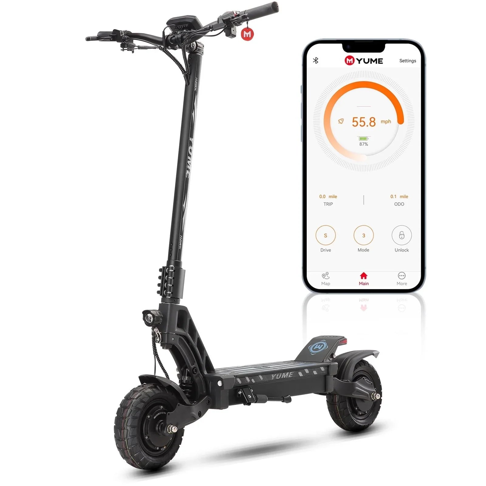 M YUME SCOOTER Hawk Dual Motor Electrics Scooters for Adults 2400W 43MPH 43Miles Long Rang E-Scooters