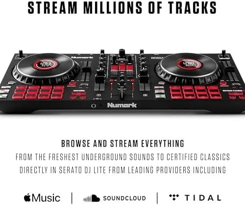 Numark Mixtrack Platinum FX Serato DJ Controllers with Jog Wheel Displays, 4 Decks, Mixers, Effects Paddles and (Audio Interface)
