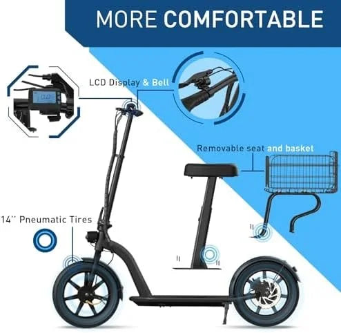 Hiboy MAX Pro Electric Scooter, 46.6 Mi Long Range, 22 MPH Power by 650W MAX Motor, 11” Pneumatic Tires, Split Hub Design, Dual Suspensions, 265lbs MAX Load, Commuting Electric Scooters for Adults