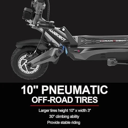 NANROBOT Electric Scooter Adults 50mph Dual Motor Electric Scooter with Suspension 80Miles Range Fast Sports Escooters Folding 10″ Off Road Tires 330LBS Max Loads Complies with UL2272 Certification
