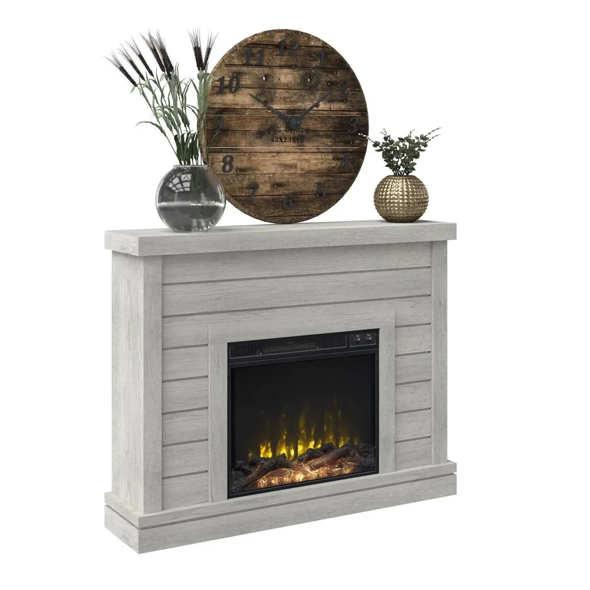Alaya Wall Mounted Electric Fireplace Sands &amp; Stable Finishs