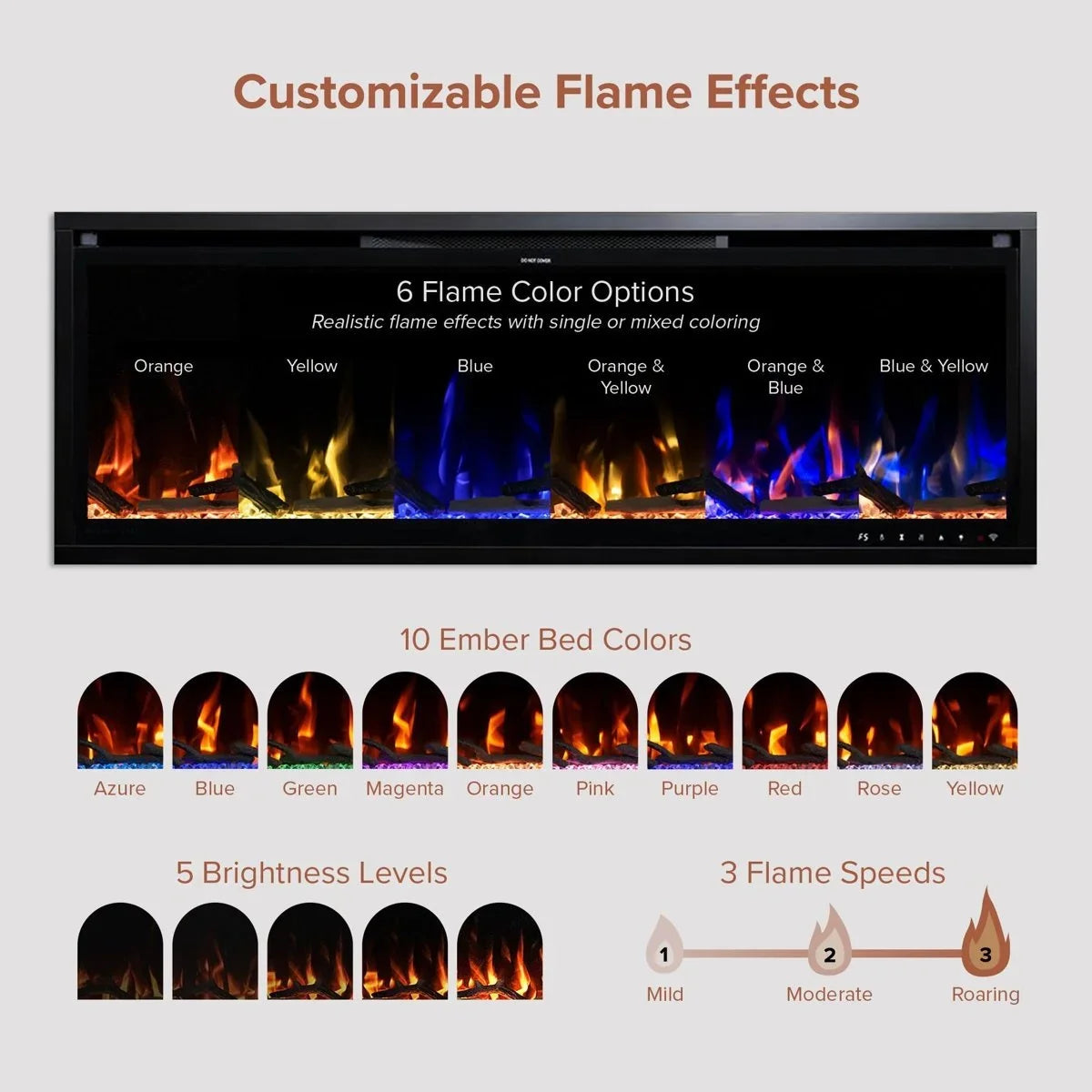 Modern Ember Aerus 50-in Smart Linears Electric Fireplaces